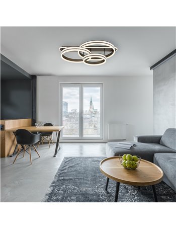 Grouni plafoniera metallo color titanio spazzolato LED IP20