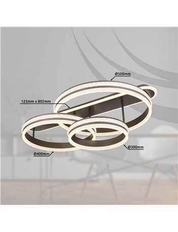 Grouni plafoniera metallo color titanio spazzolato LED IP20