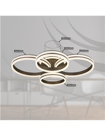 Grouni plafoniera metallo color titanio spazzolato LED IP20