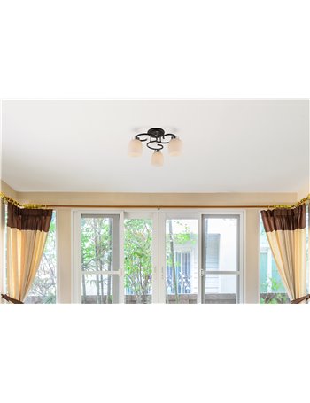 Pessoa iv plafoniera metallo nero 3x E27 IP20