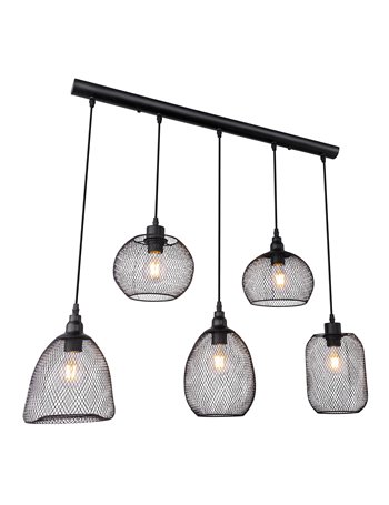 Anya lampada a sospensione metallo nero  5x e27