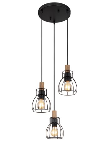 Mina lampada a sospensione metallo nero satinato  3x e27