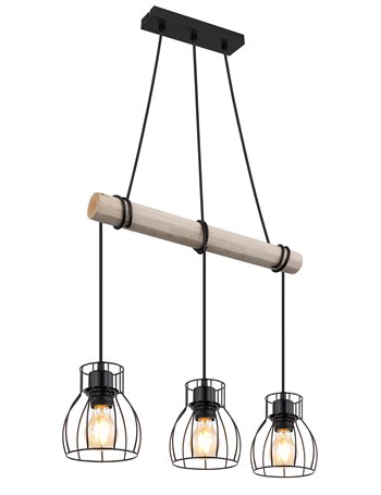 Mina lampada a sospensione metallo nero satinato  3x e27