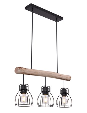 Mina lampada a sospensione metallo nero  3x e27