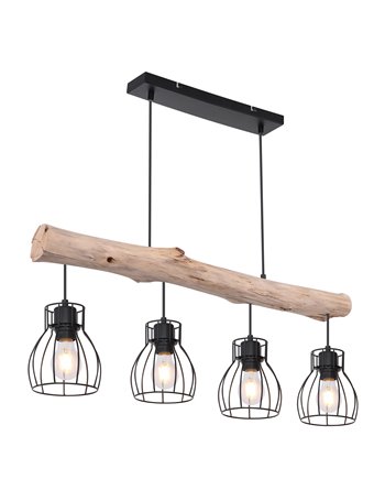 Mina lampada a sospensione metallo nero  4x e27