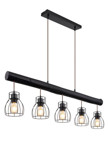 Mina lampada a sospensione metallo nero satinato  5x e27