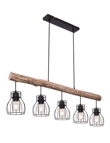 Mina lampada a sospensione metallo nero  5x e27
