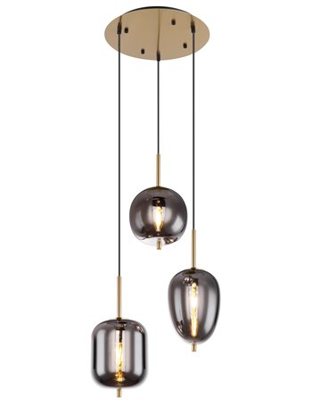 Blacky i lampada a sospensione metallo color ottone  3x e14