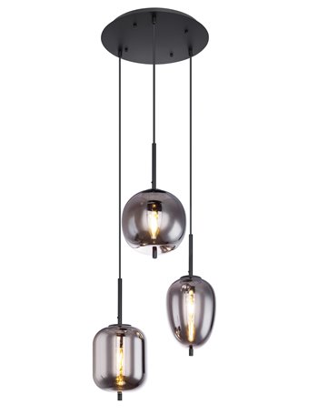 Blacky lampada a sospensione metallo nero  3x e14