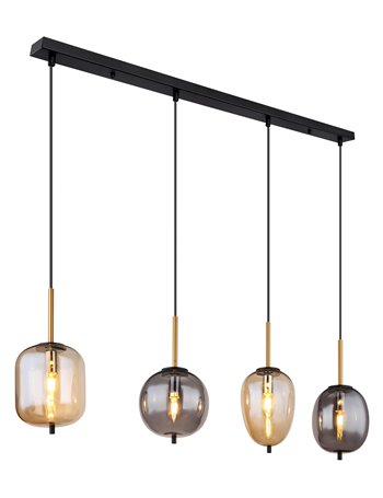 Blacky lampada a sospensione metallo nero satinato  4x e14