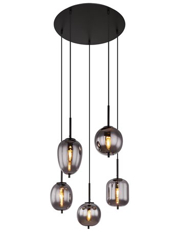Blacky lampada a sospensione metallo nero satinato  5x e14