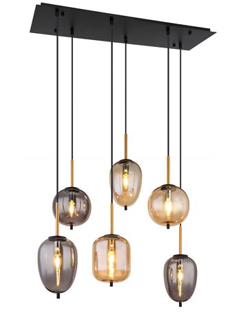 Blacky lampada a sospensione metallo nero satinato  6x e14