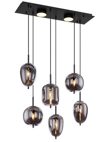 Blacky lampada a sospensione metallo nero satinato  6x e14