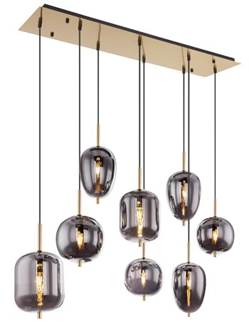 Blacky i lampada a sospensione metallo color ottone  8x e14