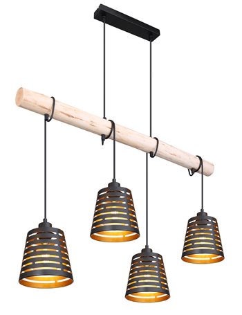 Ablona lampada a sospensione metallo nero satinato  4x e27