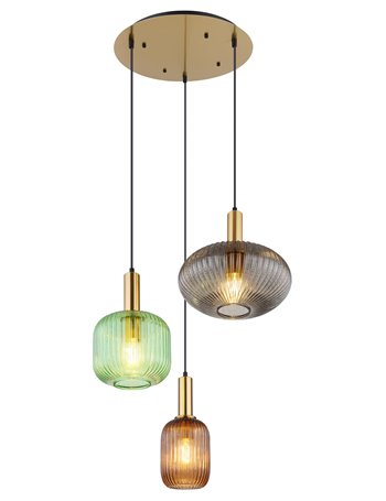 Normy lampada a sospensione metallo color ottone  3x e27