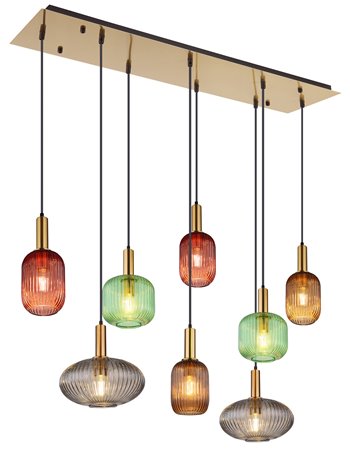 Normy lampada a sospensione metallo color ottone satinato  8x e27