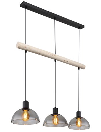 Lindi lampada a sospensione metallo nero satinato  3x e27