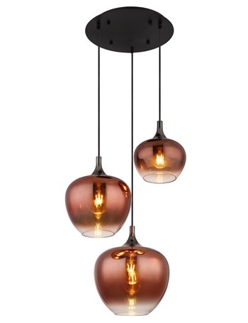 Maxy lampada a sospensione metallo nero satinato  3x e27