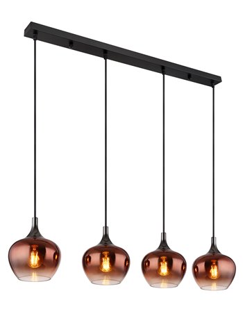 Maxy lampada a sospensione metallo nero satinato  4x e27
