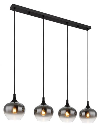 Maxy lampada a sospensione metallo nero satinato  4x e27