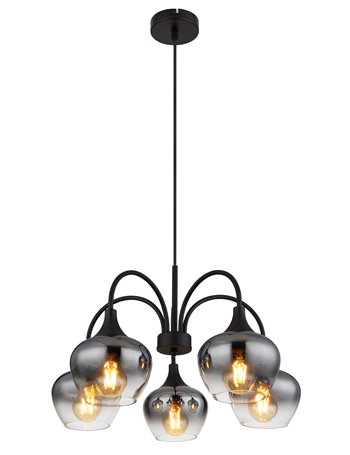 Maxy lampada a sospensione metallo nero satinato  5x e27