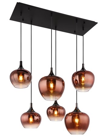 Maxy lampada a sospensione metallo nero satinato  6x e27
