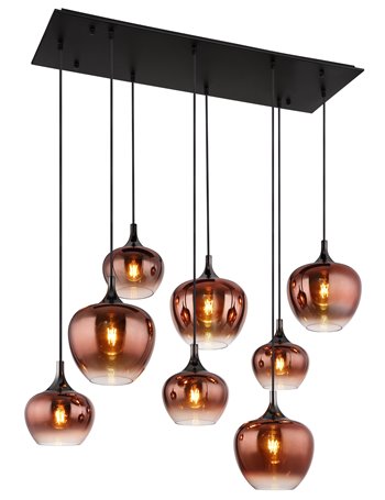 Maxy lampada a sospensione metallo nero satinato  8x e27