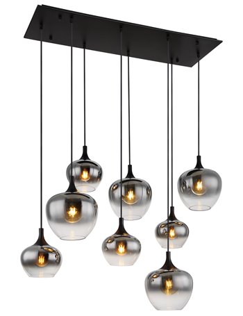 Maxy lampada a sospensione metallo nero satinato  8x e27
