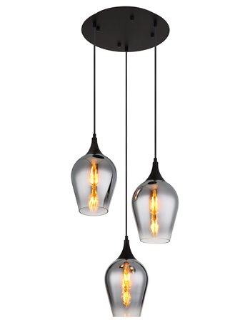 Lavus lampada a sospensione metallo nero satinato  3x e27