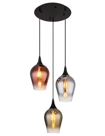 Lavus lampada a sospensione metallo nero satinato  3x e27