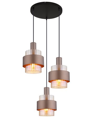 Milley lampada a sospensione metallo nero satinato  3x e27
