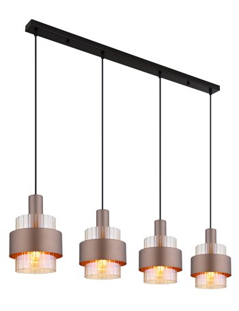 Milley lampada a sospensione metallo nero satinato  4x e27