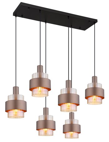 Milley lampada a sospensione metallo nero satinato  6x e27