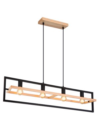 Erica lampada a sospensione legno marrone scuro  4x e27