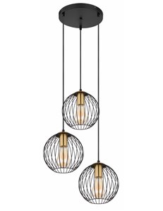 Eusebius lampada a sospensione metallo nero  3x e27 2