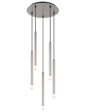 Ryan lampada a sospensione metallo nichel satinato  5x g9 led