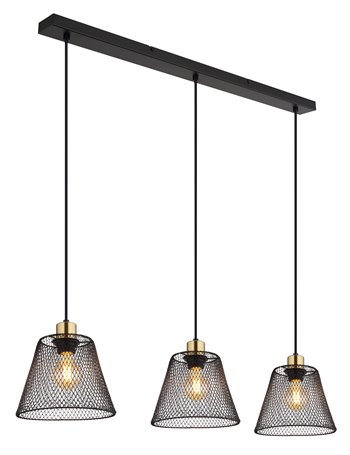 Baku lampada a sospensione metallo nero satinato  3x e27