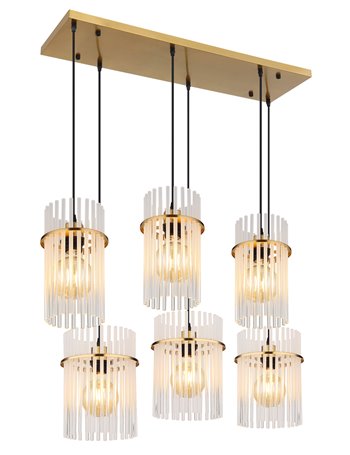 Gorley lampada a sospensione metallo color oro satinato  6x e27