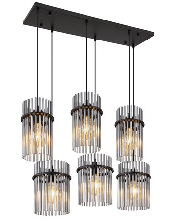 Gorley lampada a sospensione metallo nero satinato  6x e27