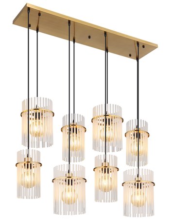 Gorley lampada a sospensione metallo color oro satinato  8x e27