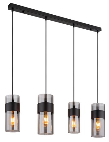 Scarfina lampada a sospensione metallo nero satinato  4x e27