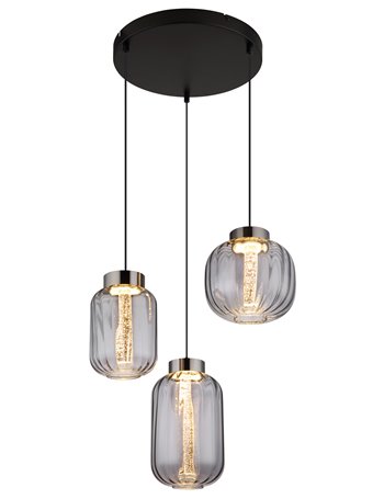 Fluoro lampada a sospensione metallo nero satinato  led