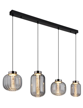 Fluoro lampada a sospensione metallo nero satinato  led