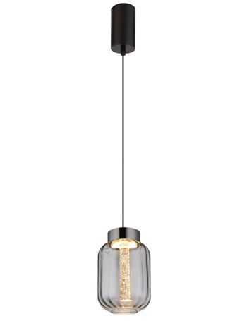 Fluoro lampada a sospensione metallo nero satinato  led