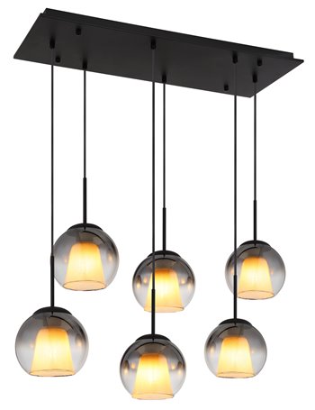 Barry lampada a sospensione metallo nero satinato  6x e27