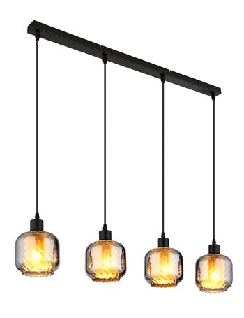 Xia lampada a sospensione metallo nero satinato  4x e27
