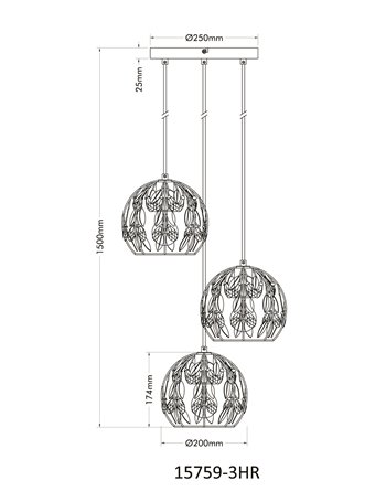 Hängeleuchte metall schwarz matt, 3xe27 lampada a sospensione metallo nero satinato  3x e27