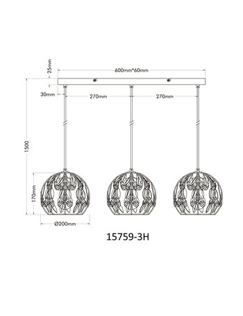 Hängeleuchte metall schwarz matt, 3xe27 lampada a sospensione metallo nero satinato  3x e27