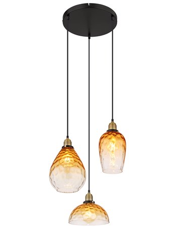 Salvy lampada a sospensione metallo nero satinato  3x e27